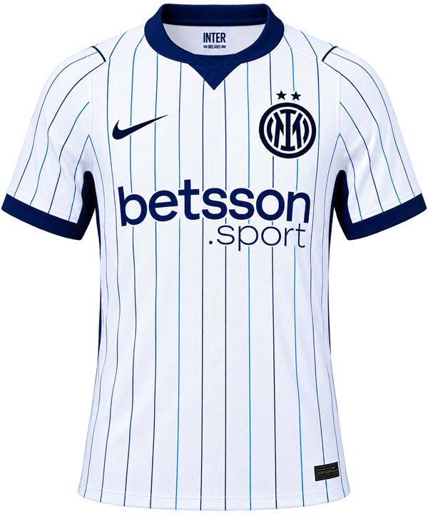 Inter Milan 2027 Away Jersey – White & Blue Pinstripe Soccer Shirt