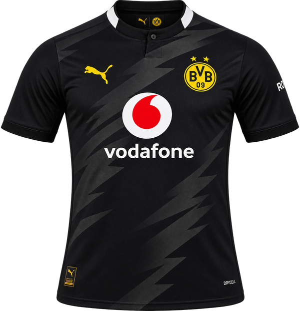 Borussia Dortmund Black Away Jersey – Puma Vodafone Soccer Shirt