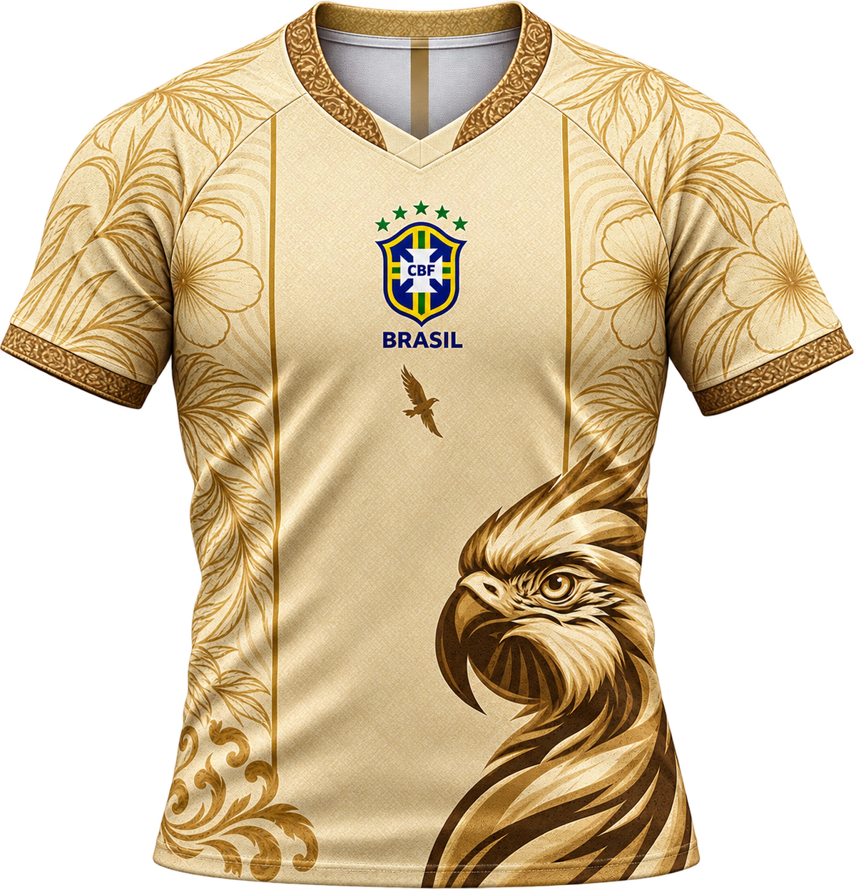 Brazil Beige & Gold Eagle Graphic Jersey